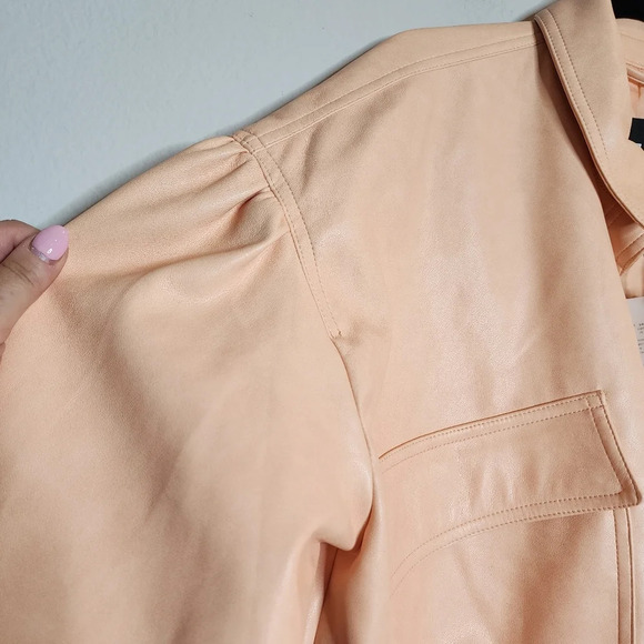 NWT 7 For All Mankind Vegan Leather Peach Jacket women's size large - Picture 14 of 17